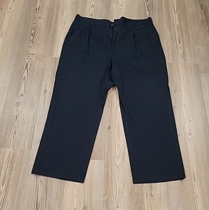 Haggar Dress Pants Mens 44 X 32 Navy Blue Cotton Stretch Classic Fit Formal